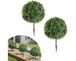 VEVOR Kunstmatige Buxusbol met Grondpen, Set van 2, 686 mm, Kunstplanten, Decoratieve Plant, voor Decoratie, Veranda, Buiten- & Binnengebruik, Terras, Tuin, Balkon, Achtertuin
