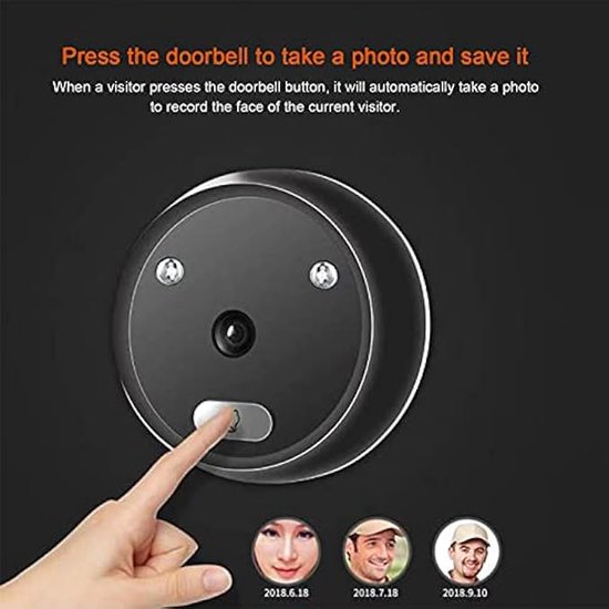 Draadloze digitale videodeurbel, cat's eye-camera met 2,4-inch LCD-scherm, elektronische bewakingscat's eye-camera, 90° HD-groothoeklens, infrarood nachtzicht — afbeelding 2