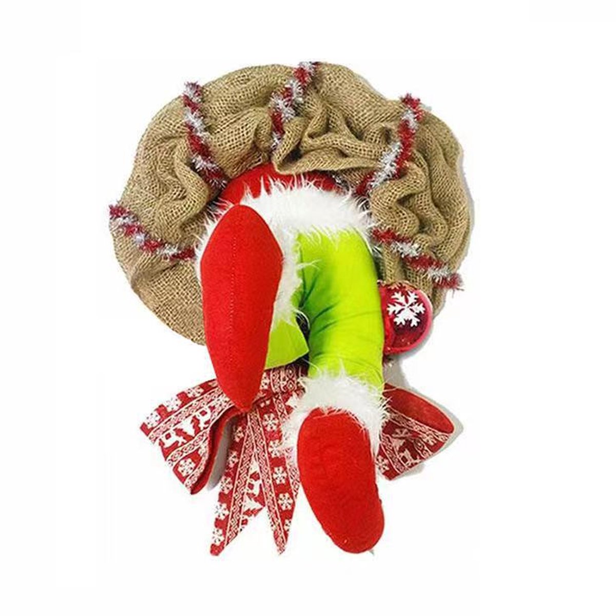Mmgoqqt 1 Stuk Dief-Kerst-Plush Krans - Kerstversiering Plush Krans - Rood-Wit - Standaard Model - Binnen Decoratie - Soft En Duurzaam