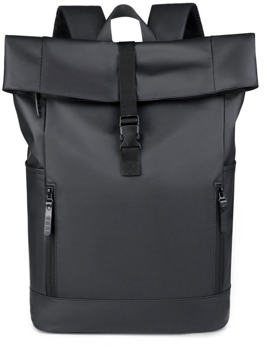 Roll-Top Rugzak - Unisex Rugzak - Reistas - Rugzak - Laptop Rugzak - Waterdichte Reis Rugzak - School Rugzak - Werk Reis Rugzak - Nylon - Zwart