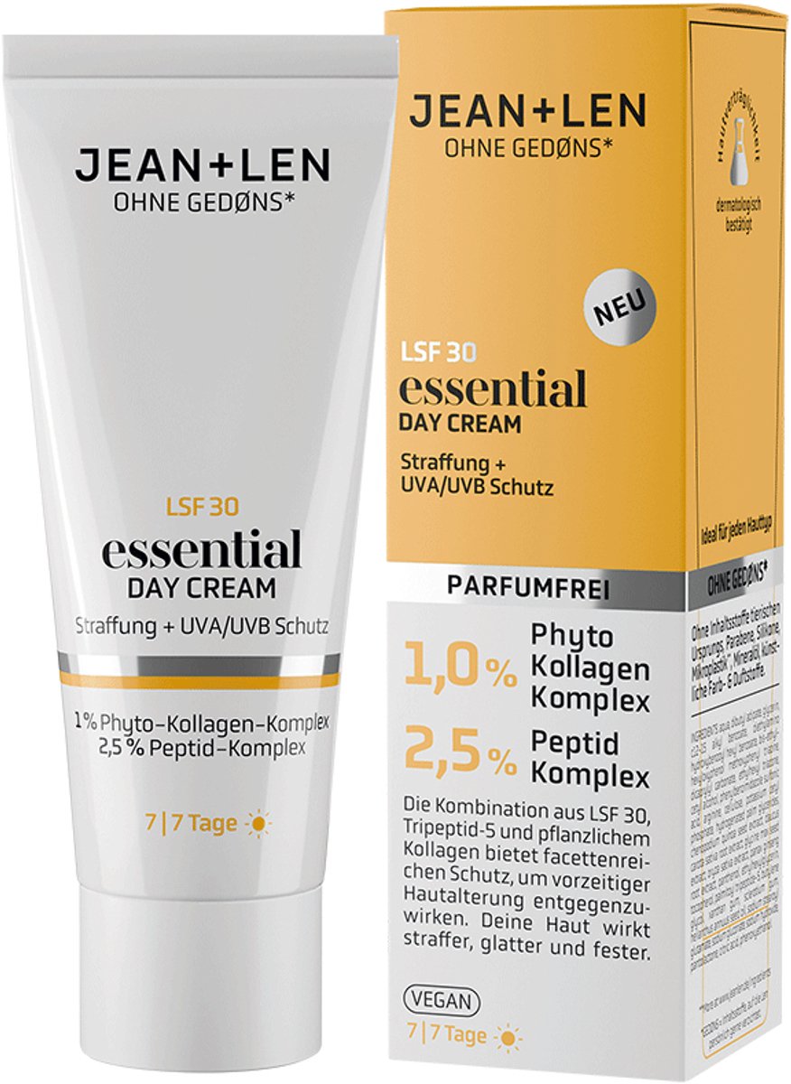Jean & Len Essential Day Cream 50 ml - vegan, dierproefvrij, zonder parabenen, zonder siliconen, navulbaar, voor alle huidtypes