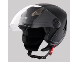 VEVOR 3/4 Motorcycle Helmet Motorhelm, L Maat 59-60cm, Helm Gemaakt van ABS, Ece Goedgekeurd, Comfortabele Motorcross Helm, Geschikt voor Tieners en Volwassenen, Zwart