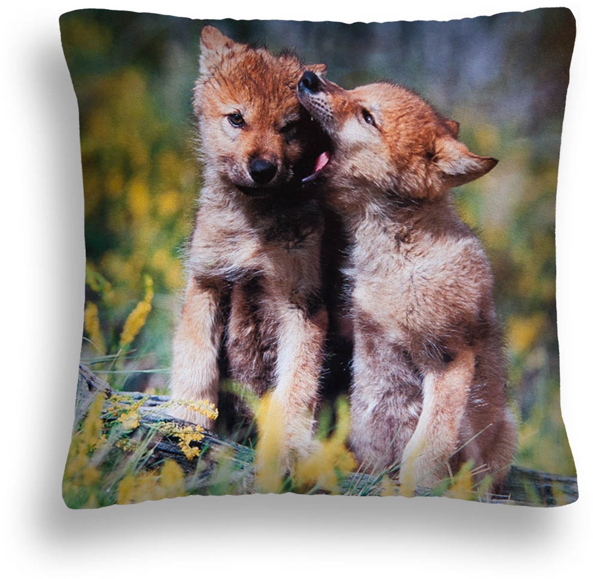 Decoratieve kussen met wolvenfamilie, 40x40 cm