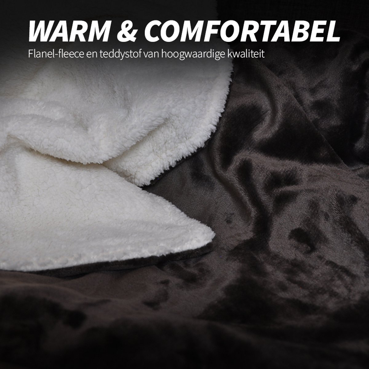 FlowMotion Luxe XL Elektrische Warmtedeken 180x130cm - Bruin/Wit - Elektrische Deken met 9 Warmtestanden - Bovendeken met Timer – Verwarmde Deken 160W – Fleece Verwarmingsdeken – foto 7