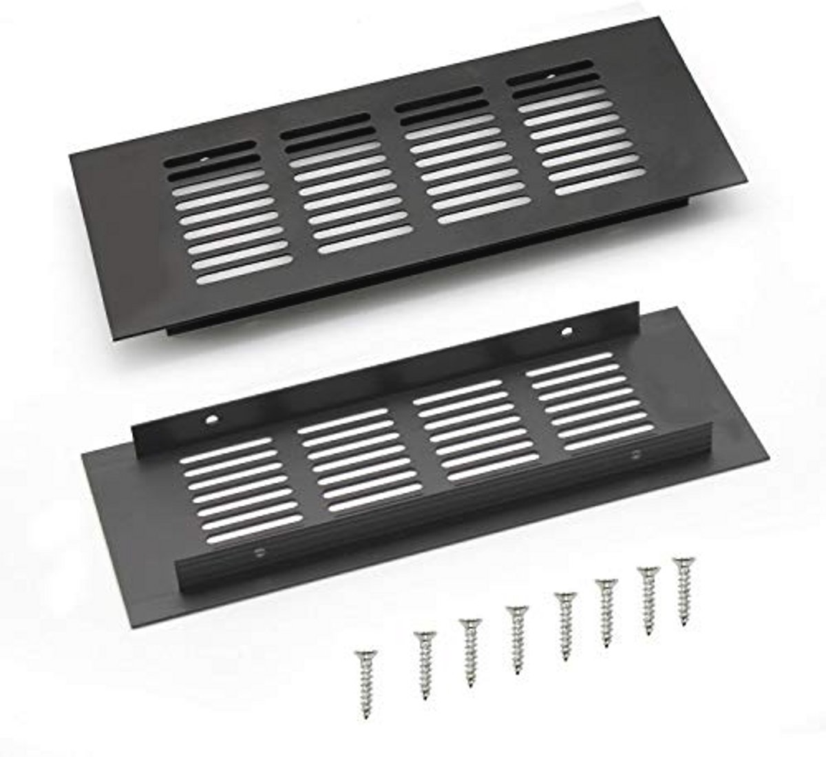 Ventilatieroosters 200 mm - Zwart Aluminium - Set van 2 - Vierkant