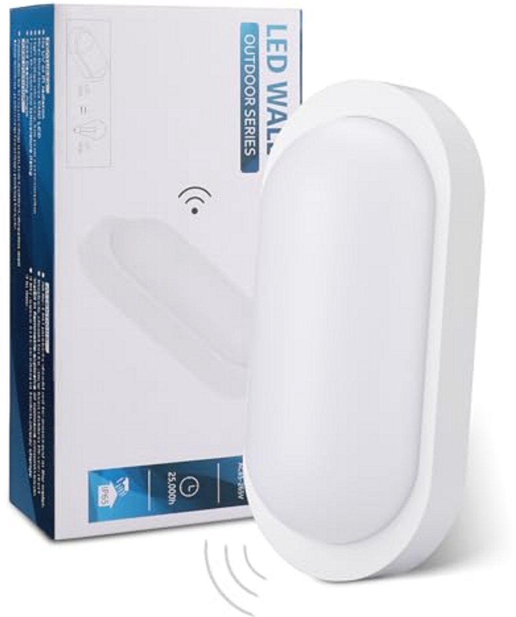 LED Wandlamp met Bewegingsmelder en Schemersensor voor Binnen en Buiten, IP44, 4000K, 160°