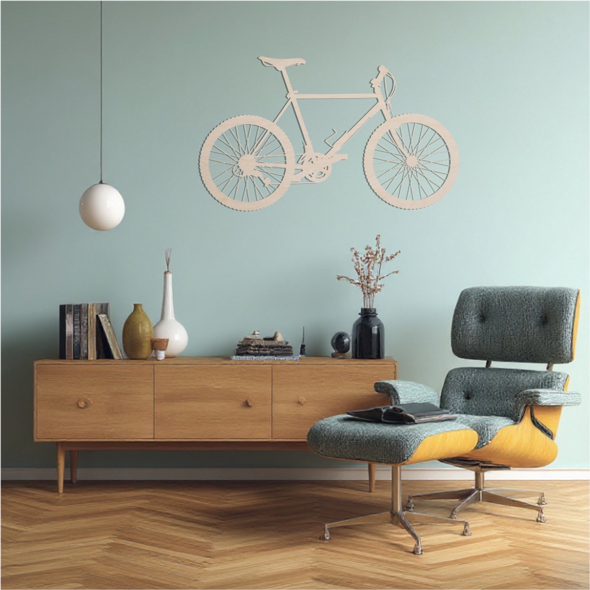 Classic 90's mountainbike – wanddecoratie – Laser gesneden – multiplex berken – 34x20cm - Moderne Muurdecoratie