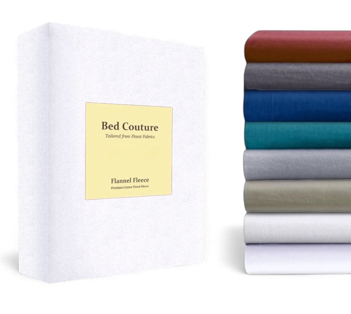 Bed Couture Flanel Fleece Hoeslaken - 100% Katoen Extra zacht en Warm - Tweepersoons - 140x200+30 Cm - Wit