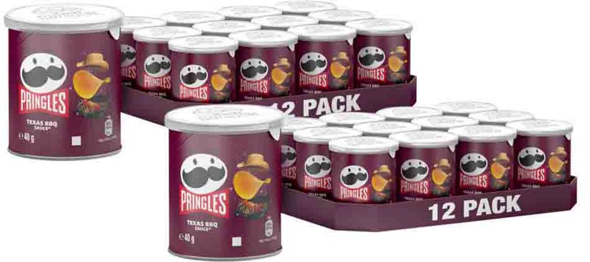 Pringles Chips Barbecue - 2 x 12 x 40 gr - Voordeelverpakking