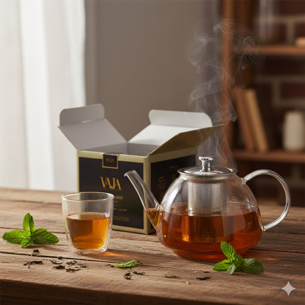 Vaja Glazen Theepot Fay 1.4 Liter met Filter en Warmhouder - Theepot Glas voor Losse Thee en Theebloemen - Tea Maker - Theelicht houder voor Theekan met Zeef - Infuser - Warmer - Zilver — cadeau in Koken & Dineren - foto 4
