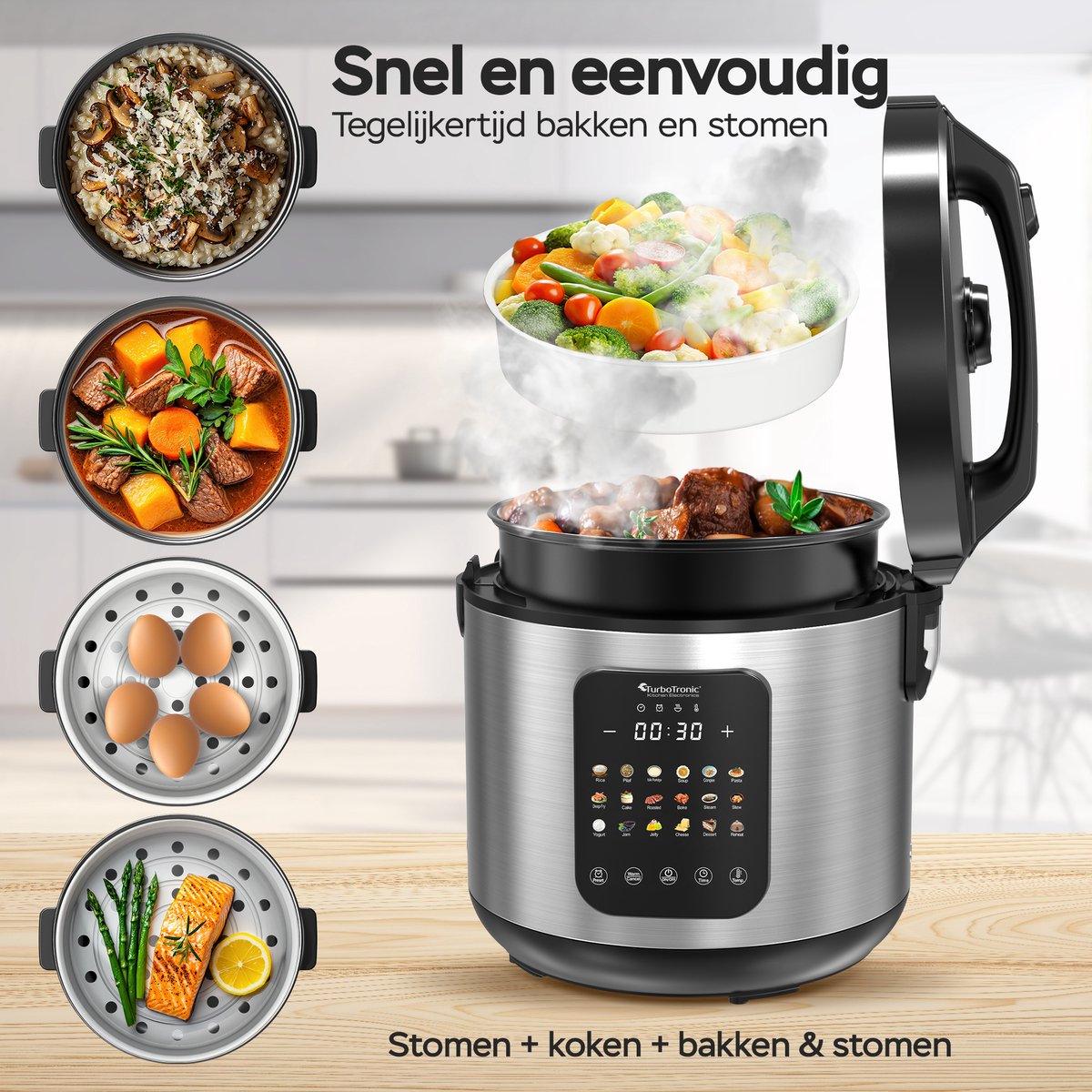 TurboTronic DMC18 Multicooker - RVS - afbeelding 3