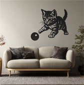 Poes – wanddecoratie – Laser gesneden – zwart mdf – kat – 44x42cm – Moderne Muurdecoratie