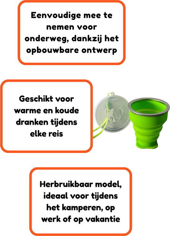 Beker - Opvouwbare beker - Drink Beker - Vakantie - Water - Siliconen - 288ML - Groen van Cherishtime — afbeelding 4