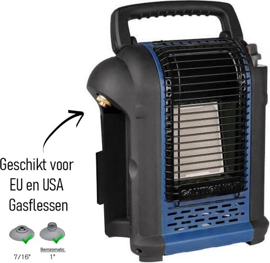 Propatech Gaskachel 2 kW - met 2 Bernzomatic TX916 flessen - ophangbaar & mobiel - draagbaar gasstraler - noodpakket van Propatech — afbeelding 2
