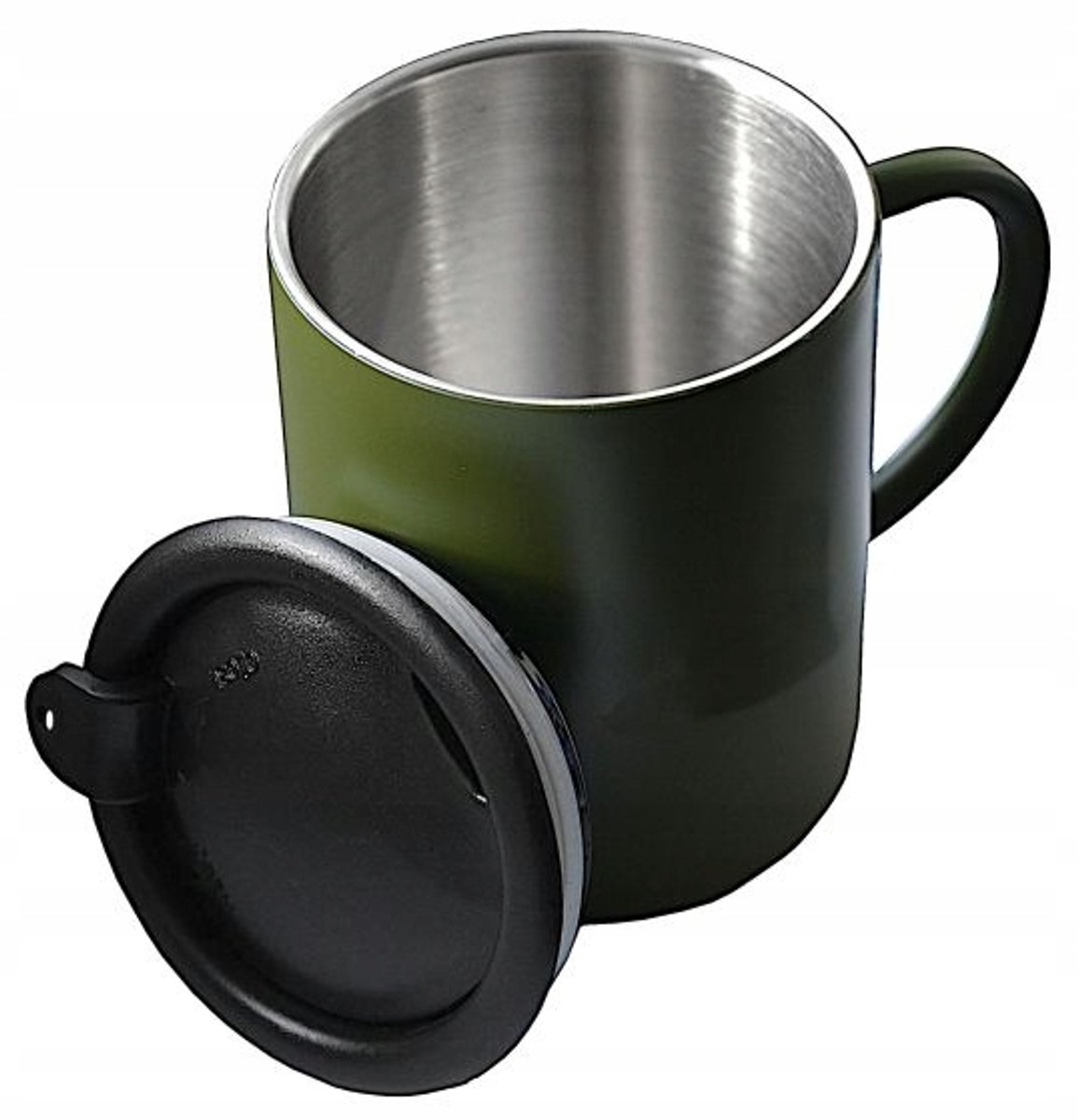 Merkloos Thermosbeker 250ml Dubbelwandig RVS - Olive