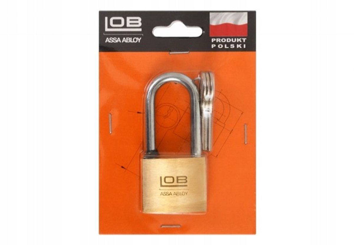 LOB KD51M Messing Hangslot met Lange Beugel (63 mm)