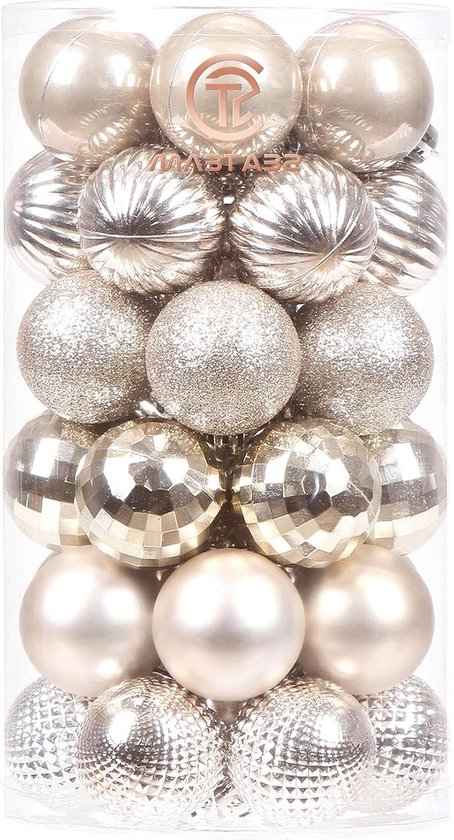 Kerstballen, 44 stuks, kunststof kerstdecoratie, voor binnen en