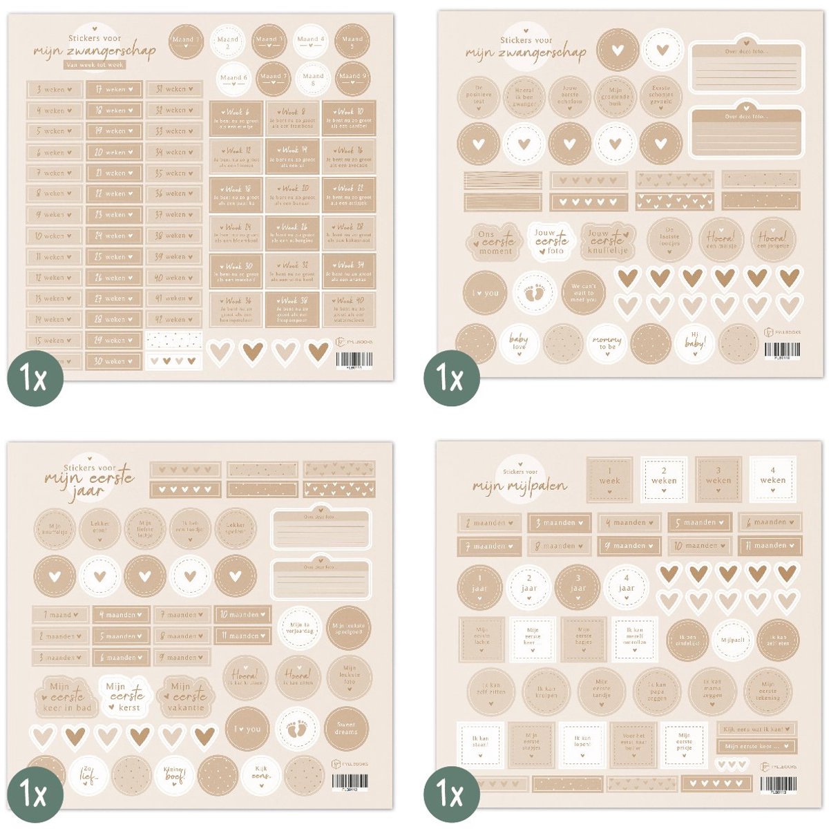 Fyllbooks Sticker voordeelset 'Zwanger & eerste jaar' - Beige