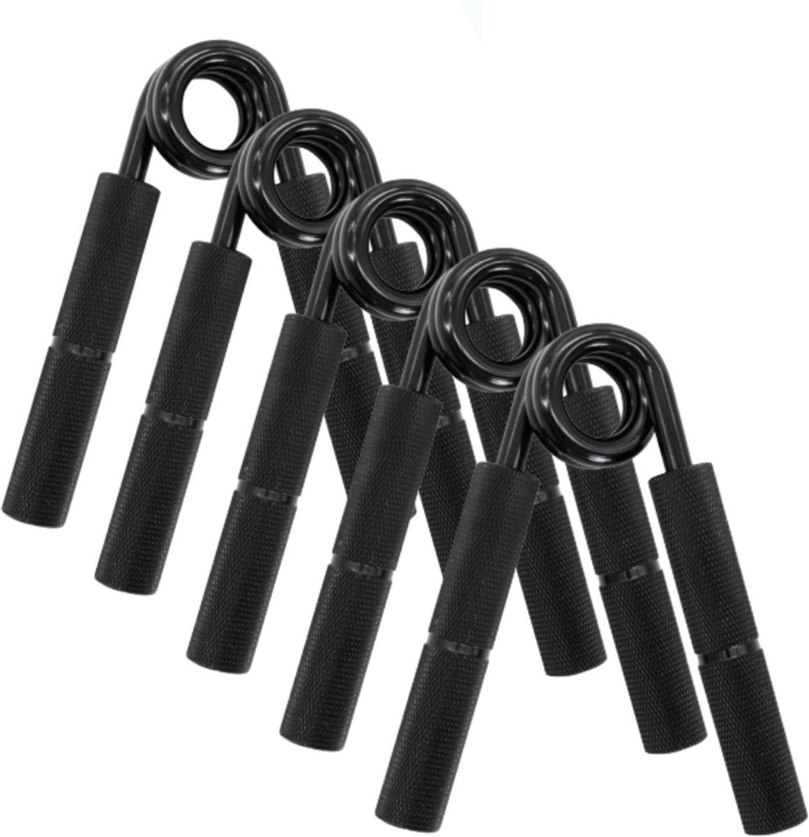 AJ-Sports 5-Delige metalen fitness handtrainer set - Handknijper - Handtrainer - Onderarm trainer - Grip Trainer - Fitness Vingertrainer - Zwart
