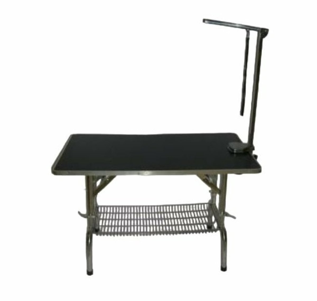 Trimtafel Met Enkele Trimarm - Werkblad 110x60 cm - In Hoogte Verstelbaar 75-94 cm - Met Trimlus en Mandje - Voor Hond en Puppy - Hondenverzorging - Inklapbaar