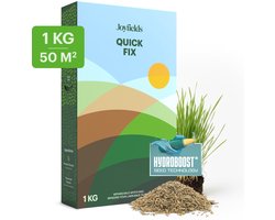 Joyfields Quick Fix - Gazonherstel graszaad - 1 kg voor 50 m² - Kale plekken herstellen - Razendsnelle vestiging - Kiemt al vanaf 6°C - Voorkomt onkruid - Met Hydroboost-coating