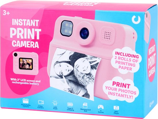 Instant kindercamera, 2,4 inch scherm, doe-het-zelf instant camera voor kinderen, 1080p HD-video, digitale camera voor kinderen, met 32 GB SD-kaart en printpapier, cadeau voor meisjes vanaf 3 - 14