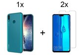 Huawei Y9 2019 hoesje siliconen case cover transparant - 2x Huawei Y9 2019 Screenprotector