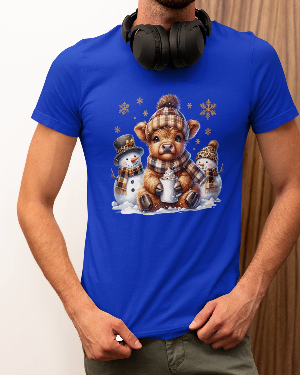 Hooglander Kerst - Kerst T-shirt Blauw - Grappig T-shirt - Maat L - Kerst Cadeau Mannen - Limited Edition