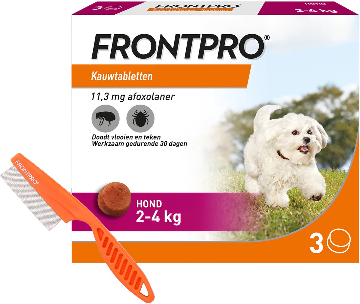 FRONTPRO S - 3 Tabletten + Gratis Vlooienkam