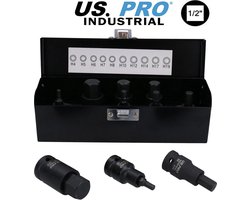 Professionele 1/2" Inbus krachtdoppenset met 10 Inbus krachtdoppen H4 - H5 - H6 - H7 - H8 - H10 - H12 - H14 - H17 en H19 (10-delig)