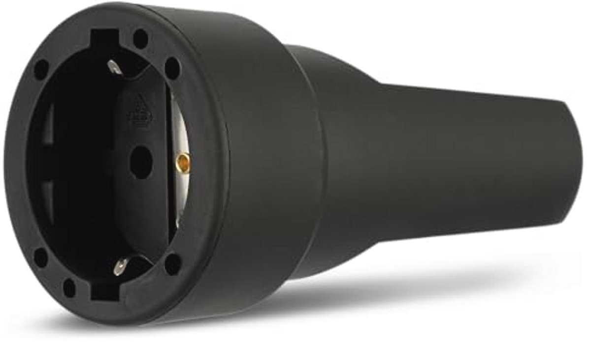 Geaarde Koppeling 230V/16A Rubber 3680W - Zwart