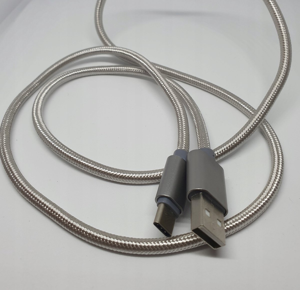 USB-C Laad- en Datakabel Nylon Snel 1m - Zilver