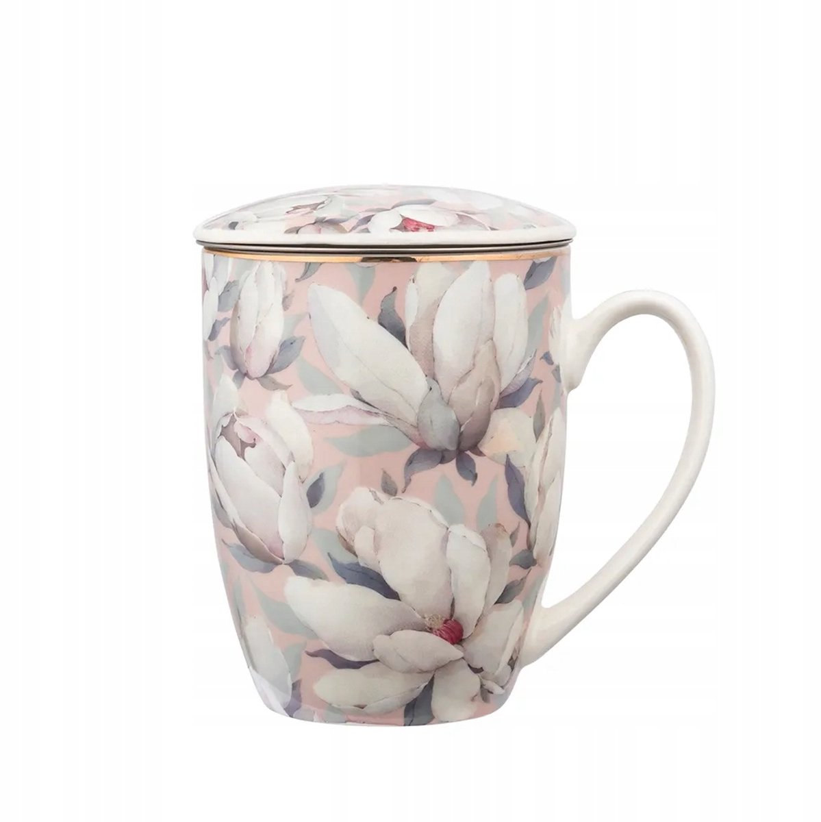 Porseleinen Mok met Infuser in Deksel Magnolia - 350ml