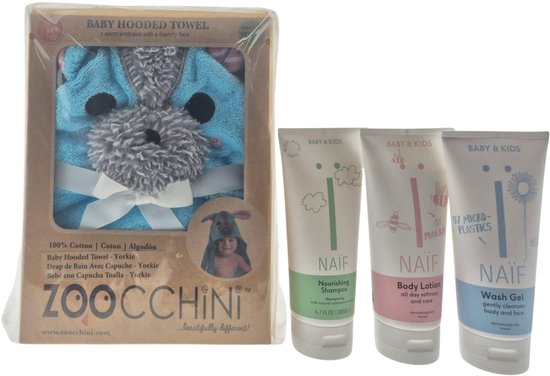 Naif Baby Cadeauset Washgel - Bodylotion & Badcape – Luxe Badset | Verwen Cadeauset | Wellness Geschenk voor Baby's