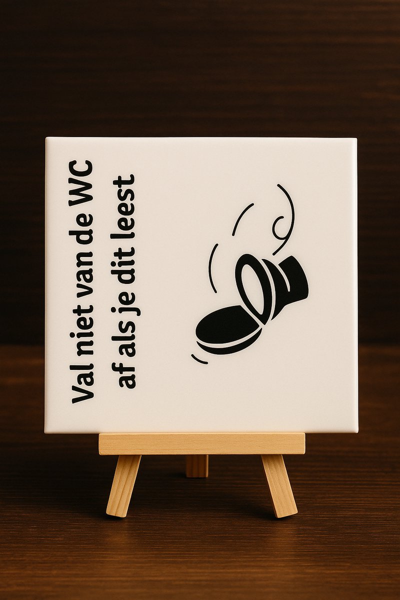Plot-Twister - Tegeltje met tekst - Groot 15x15 cm Val niet van de wc