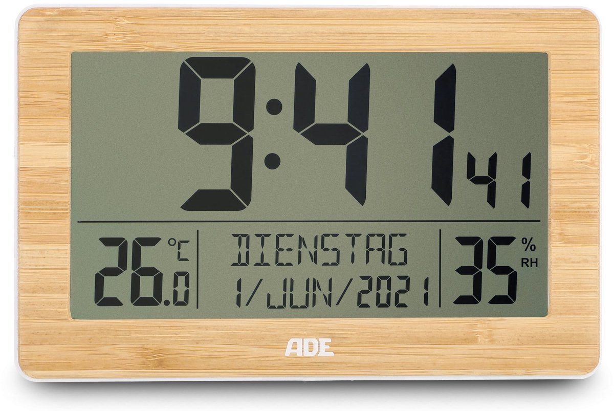 DIGITALE XL KLOK MET ALARMFUNCTIE RADIOGESTUURD - INCL. 2X AA