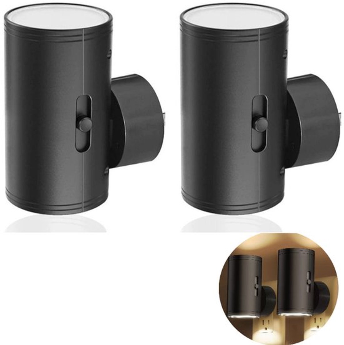 2 stuks LED-nachtlampjes met stekker - Nachtlampjes met stekker, schemersensor - 5-300 lm - 2700K - Dimbare nachtlampjes voor keuken, hal