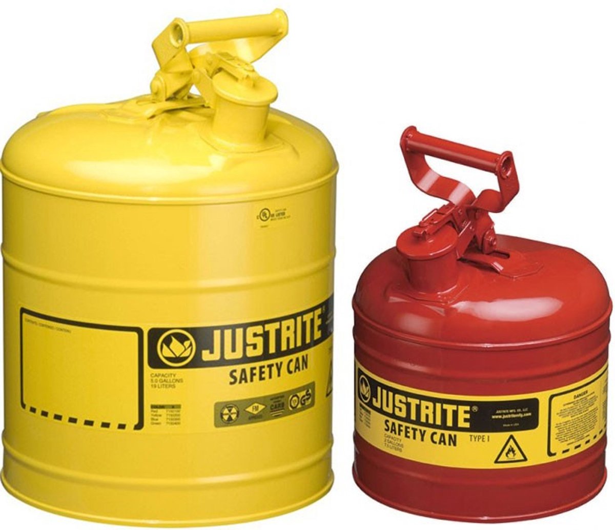 JUSTRITE Veiligheidskan Metaal - ROOD 7,5 liter