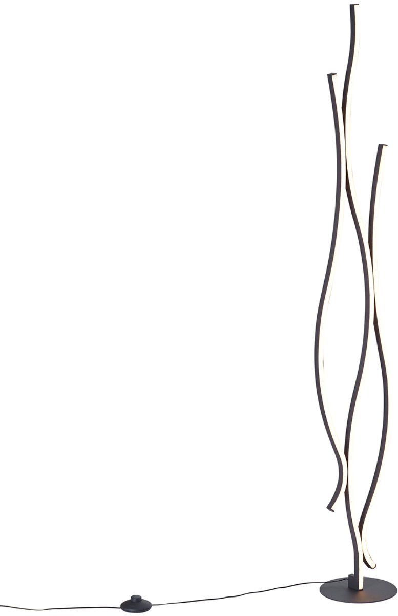 QAZQA ying - Design Dimbare LED Vloerlamp | Staande Lamp met Dimmer - 1 lichts - H 134 cm - Zwart - Woonkamer