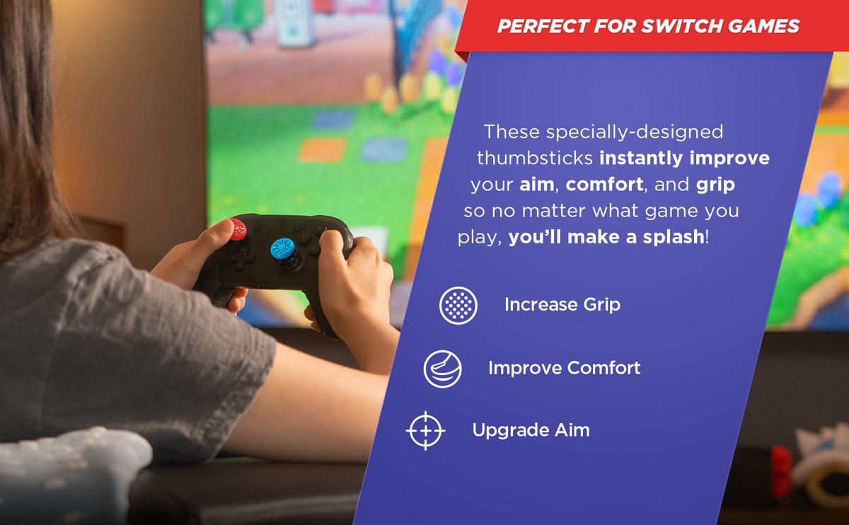 KontrolFreek Performance Thumbsticks - Switch Pro Controller - Splash Rood/Blauw – foto 2
