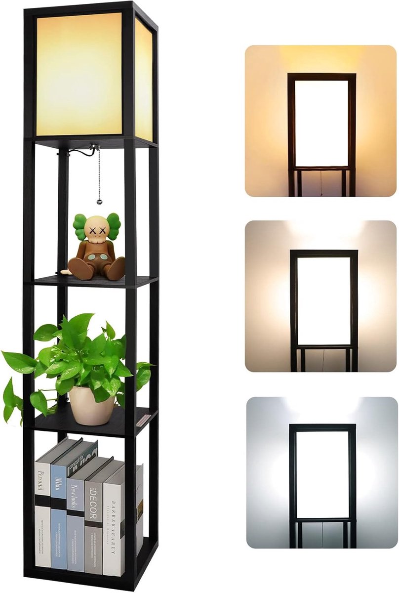 ACEP Kast met verlichting - Boekenkast - Zwart - 160 cm (H) x 26 cm (W) x 26 cm (L) - 15W 