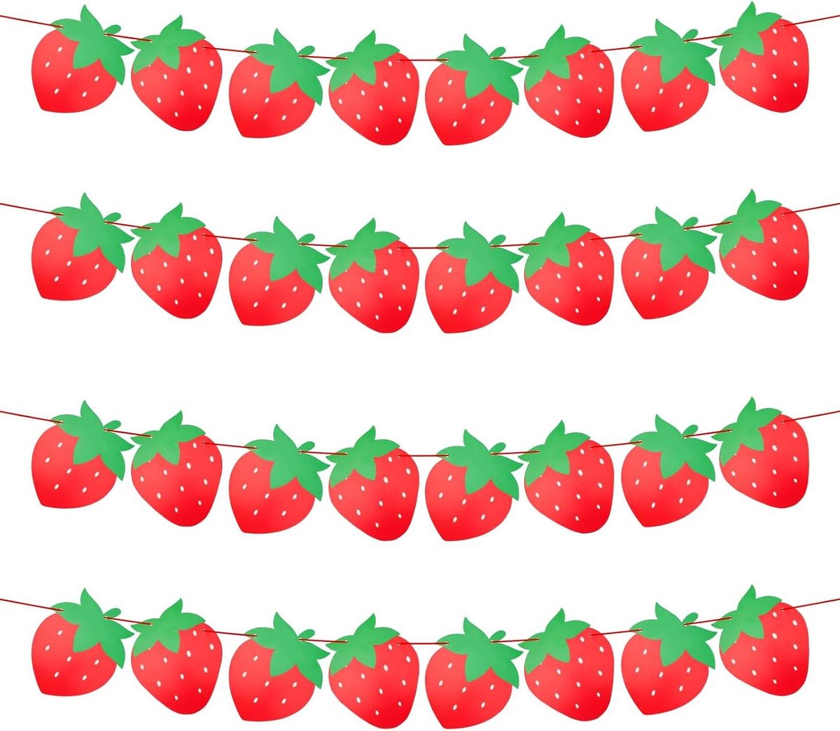 Ronte - Feestbanners voor Babyshower en Eerste Verjaardag - Aardbeien Thema - Set van 4