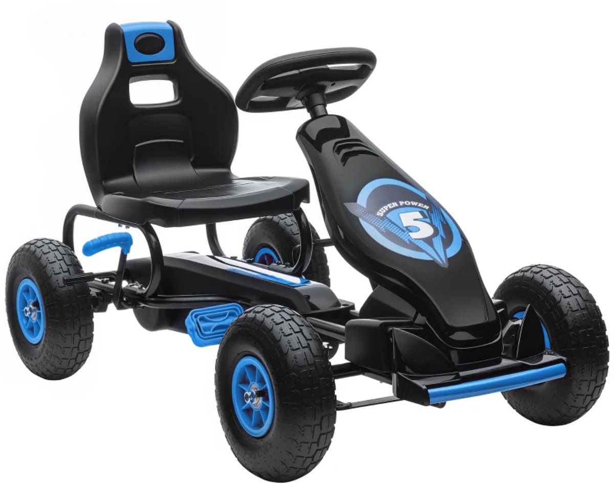 Skelter - GoKart voor Kinderen - Kinderkart met Pedalen - Verstelbaar Zadel - 5+ Jaar - Geschikt voor Binnen en Buiten - Blauw+Zwart