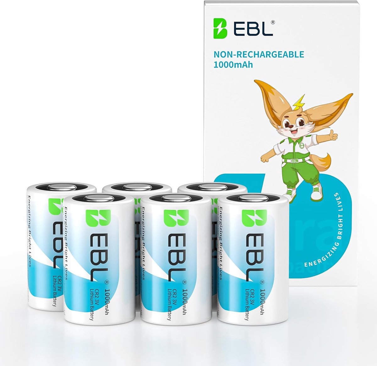 EBL 6-Pack Lithium CR2 Batterijen 1000 mAh 3v - CR2 3 Volt Batterij