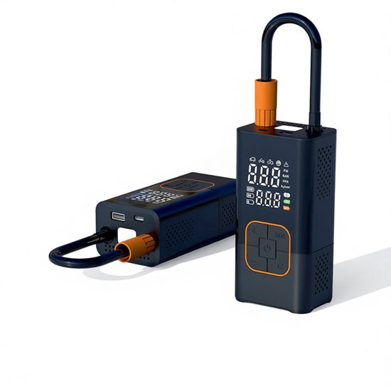786 Fiets - Elektrische Fietspomp - Luchtcompressor 150PSI/10,3 Bar - 4000mAh Powerbank & USB-C - Voor Fiets, E-Bike, Scooter, Motor en Auto — afbeelding 2