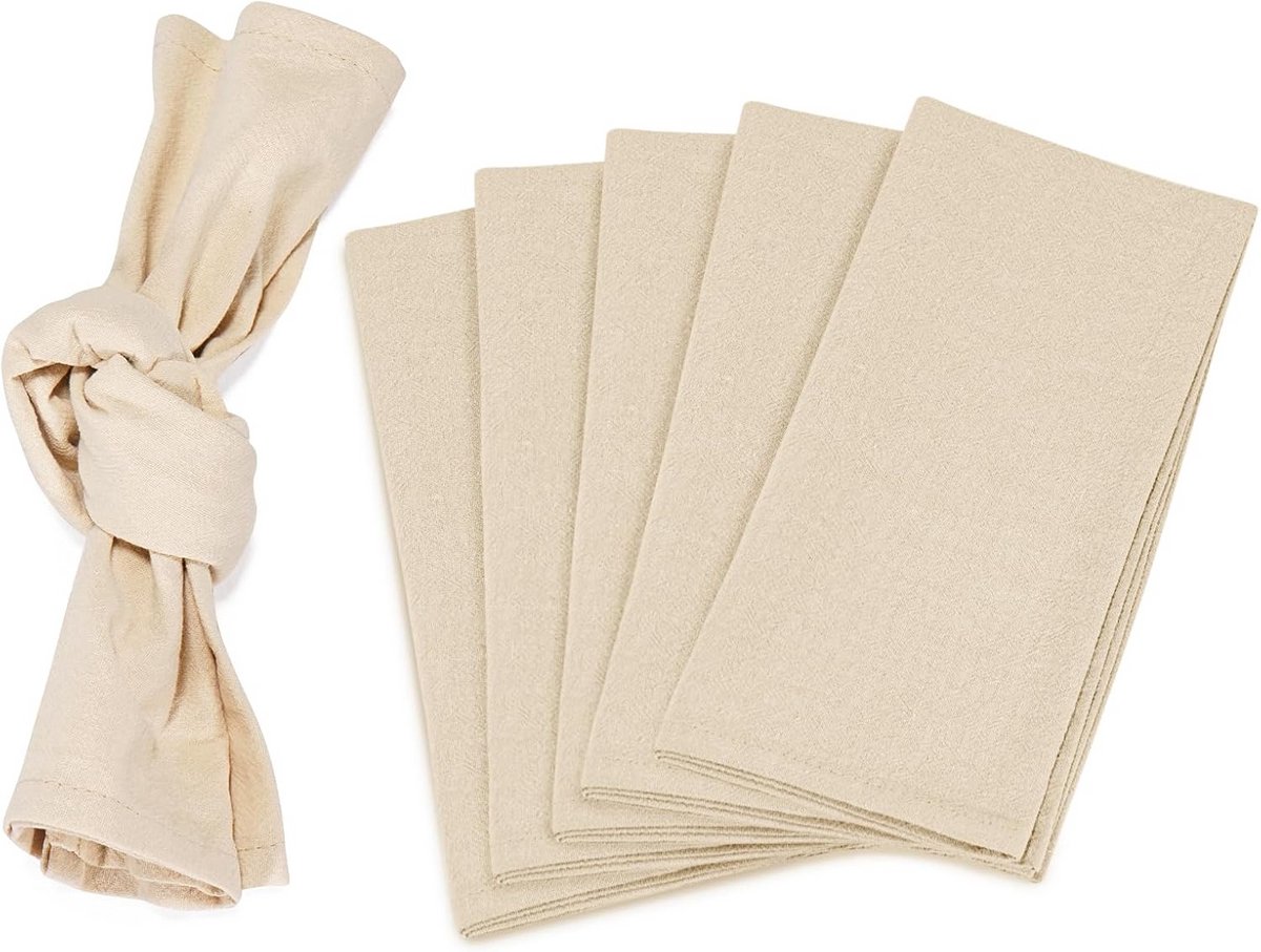 Katoenen Servetten 40x40cm Pack 6 - Beige Tafelkleding
