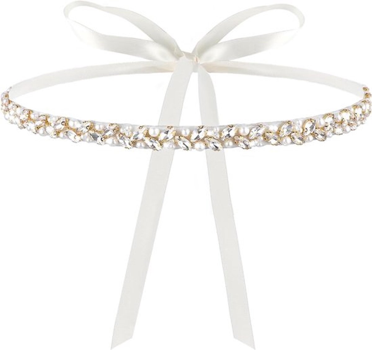 Strass Bruids Riem - Kristal Bruiloft Decoratie Met Linten Voor Trouwjurken Wit Handgemaakt.