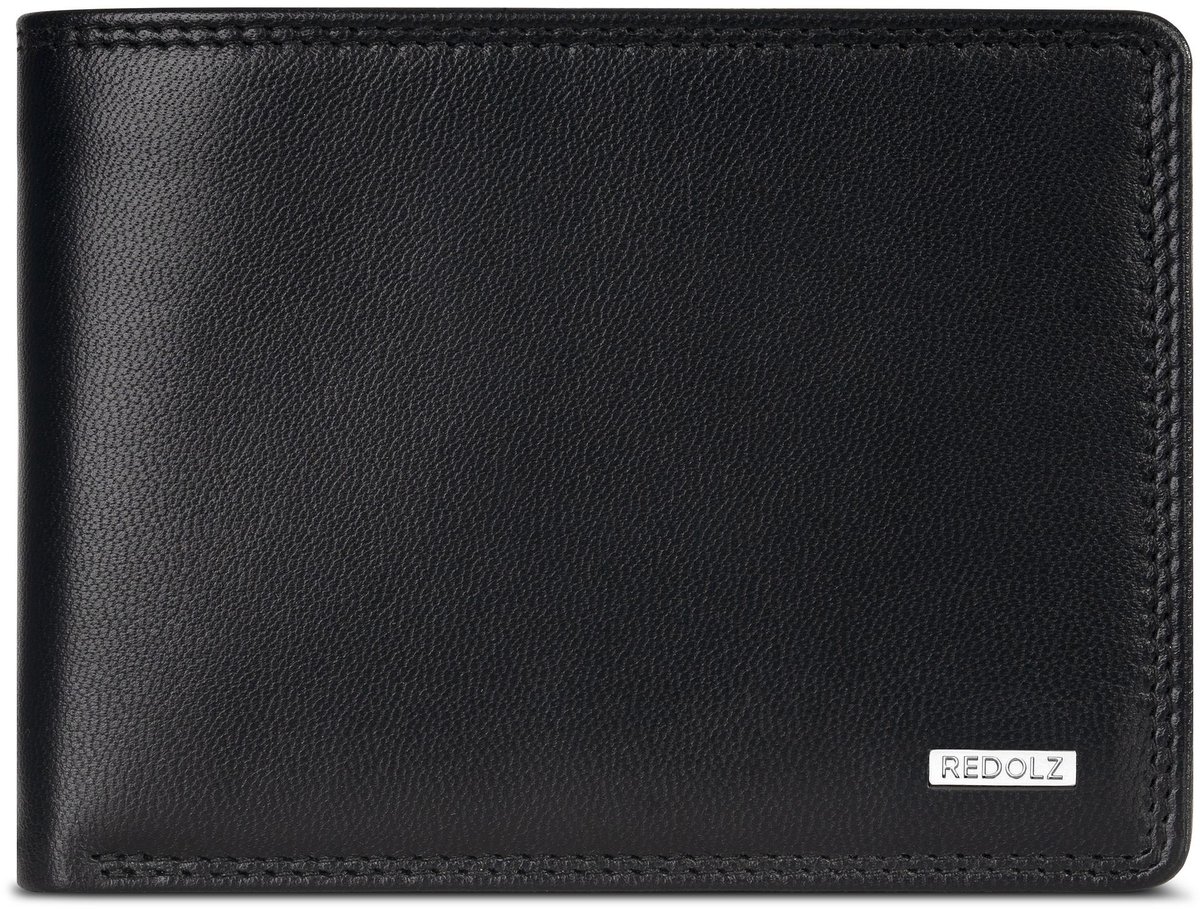 Redolz Leather Essentials QF portemonnee RFID leer 12 cm uitklapbaar - Jongens - Horizontaal - classic black
