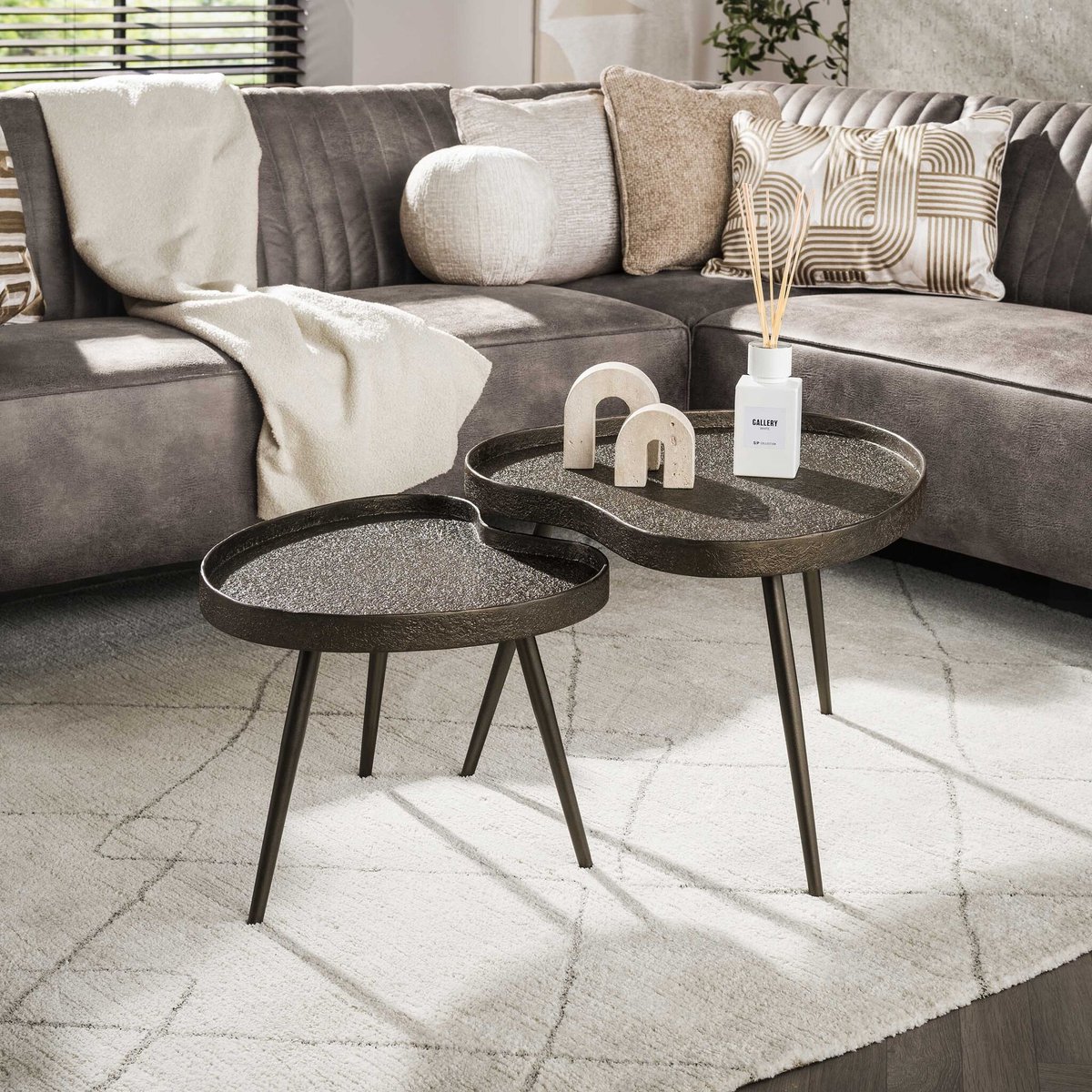PS-Collection Salontafelset Contour Niervormig - Brons Metaal - salontafels rond, salontafels, salontafel zwart, salon tafel, salontafel rond, salontafel industrieel, salontafel vierkant, salontafel marmer