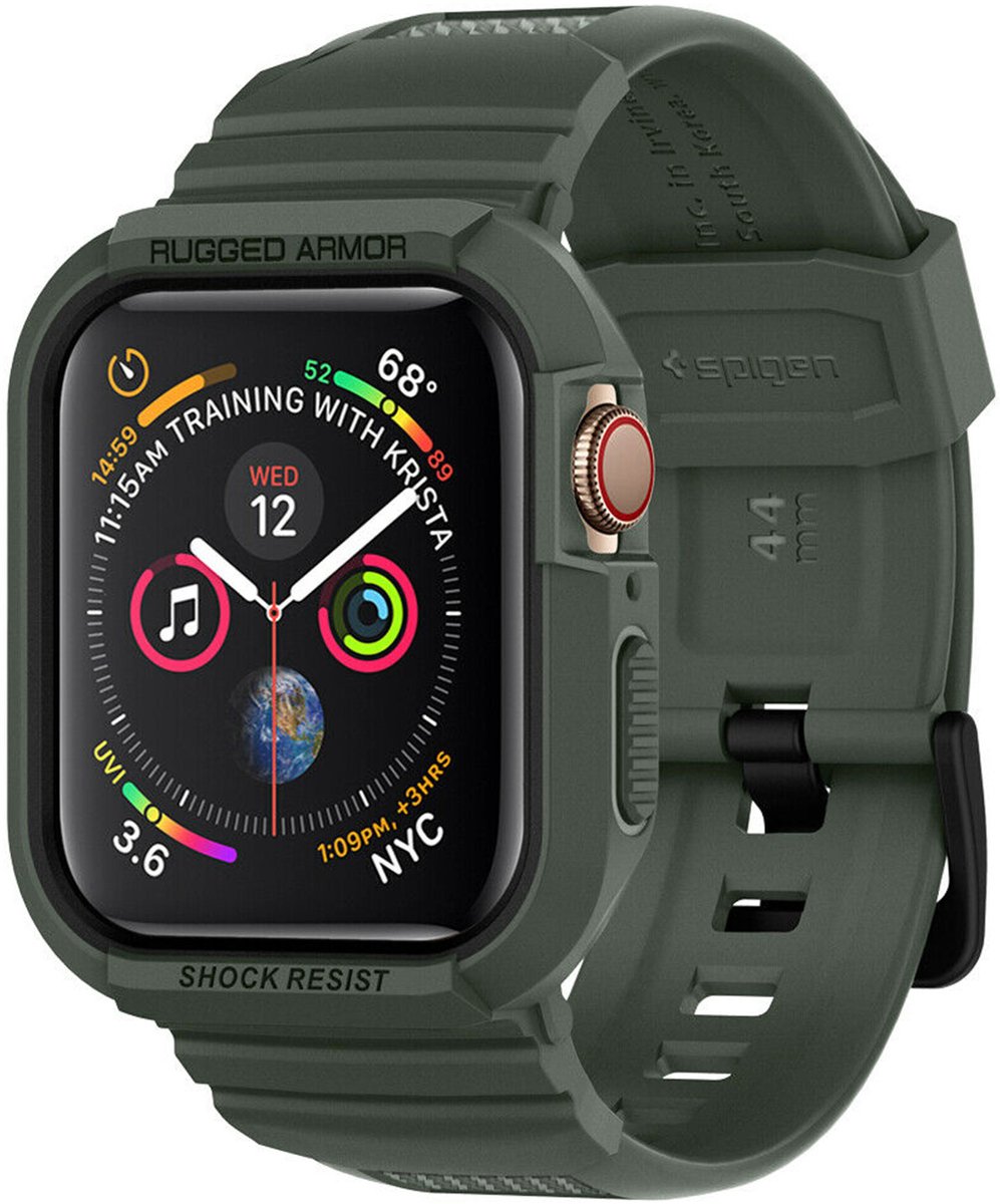 Spigen geschikt voor Apple Watch 4/5/6/7/SE 44/45mm Rugged Armor Pro - Groen
